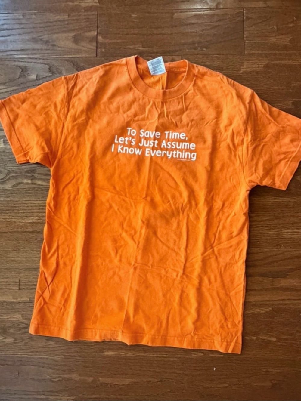 Orange Graphic Tee - 'To Save Time'